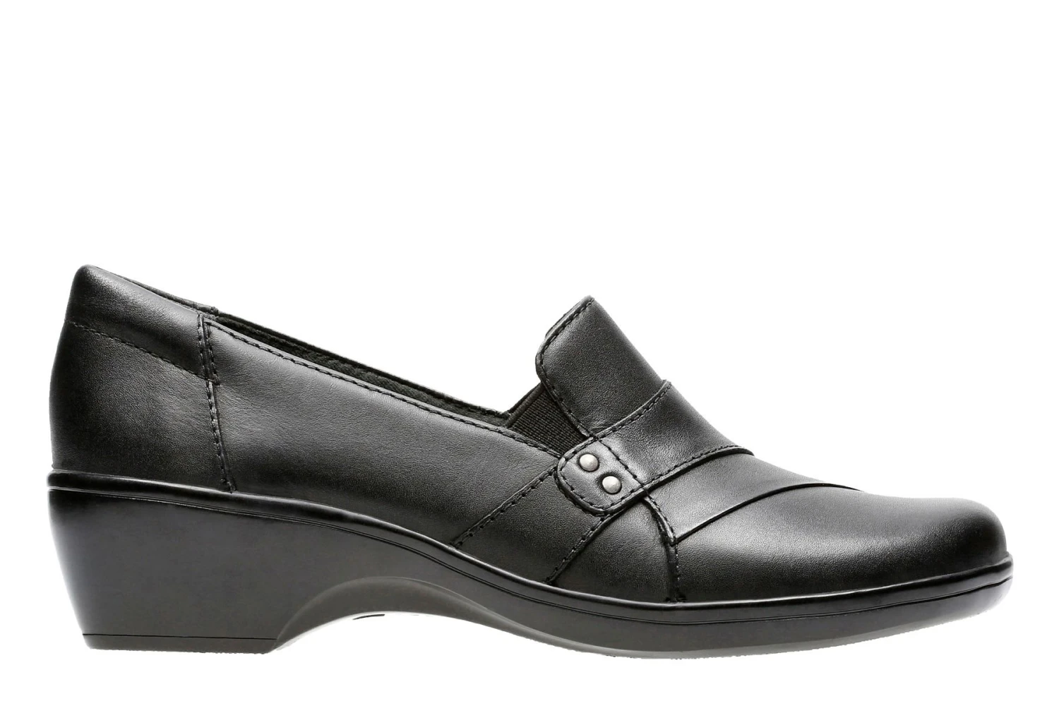 Clarks May Marigold Black Leather Slip-On Dress Loafer 4 Clarks May Marigold Black Leather Slip-On Dress Loafer - Image 2