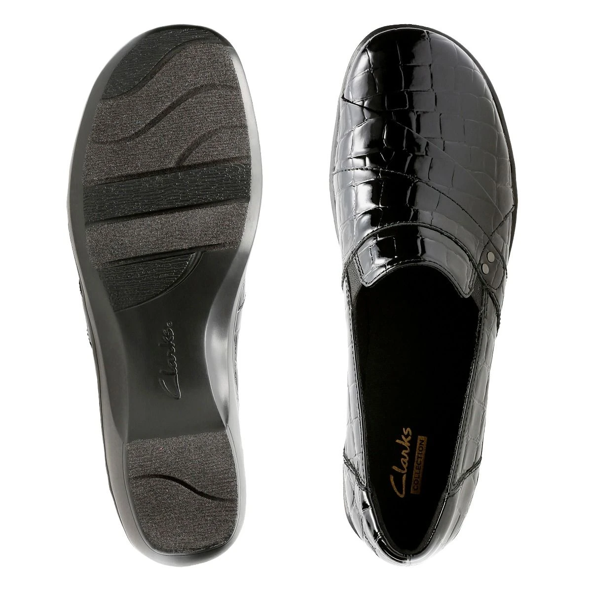 Clarks May Marigold Black Croco Slip-On Loafer 8 Clarks May Marigold Black Croco Slip-On Loafer - Image 6