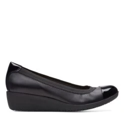 Clarks Elin Palm Black Leather Wedge Heel 9 Clarks Elin Palm Black Leather Wedge Heel -Wonders Shop 26149580 1