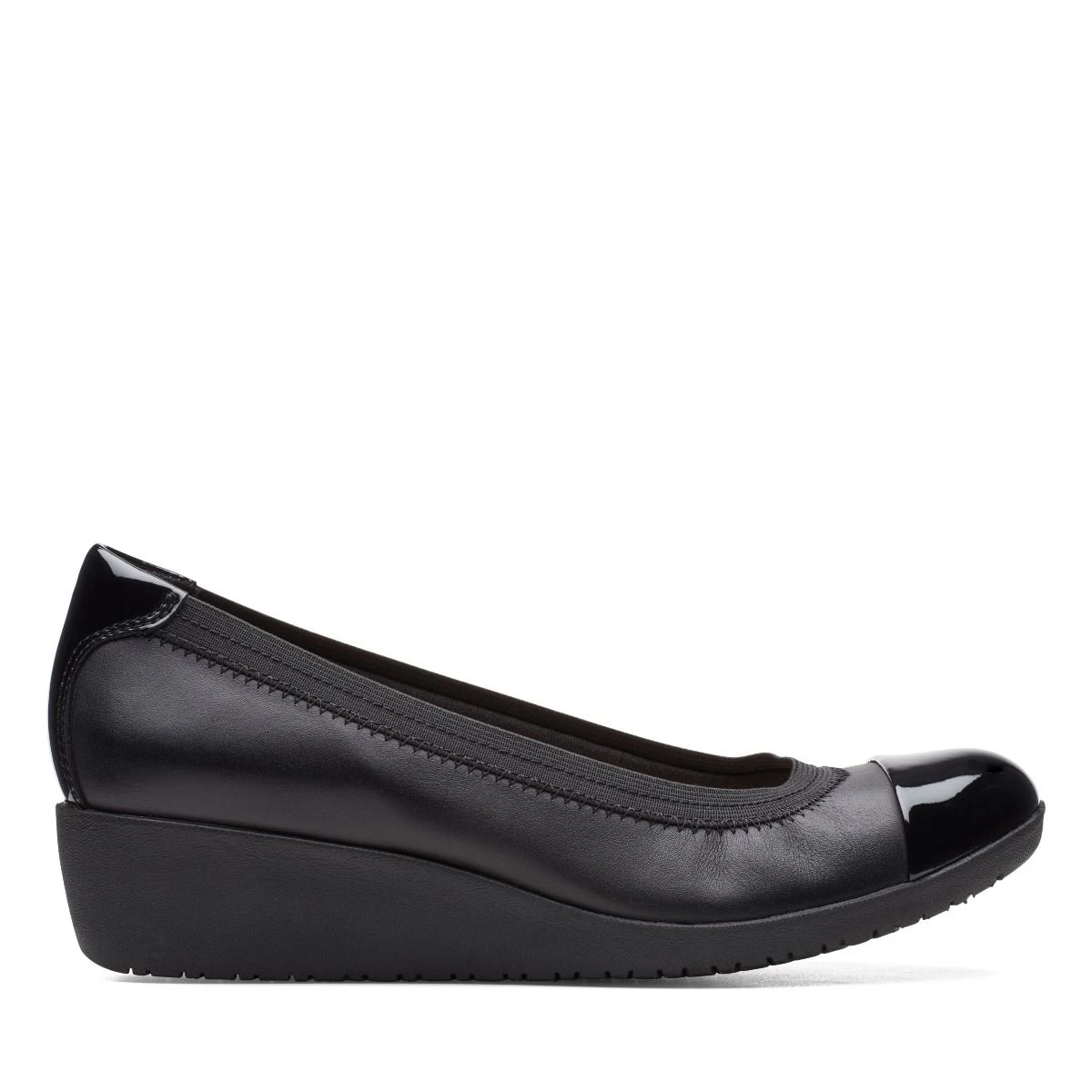Clarks Elin Palm Black Leather Wedge Heel 4 Clarks Elin Palm Black Leather Wedge Heel - Image 2