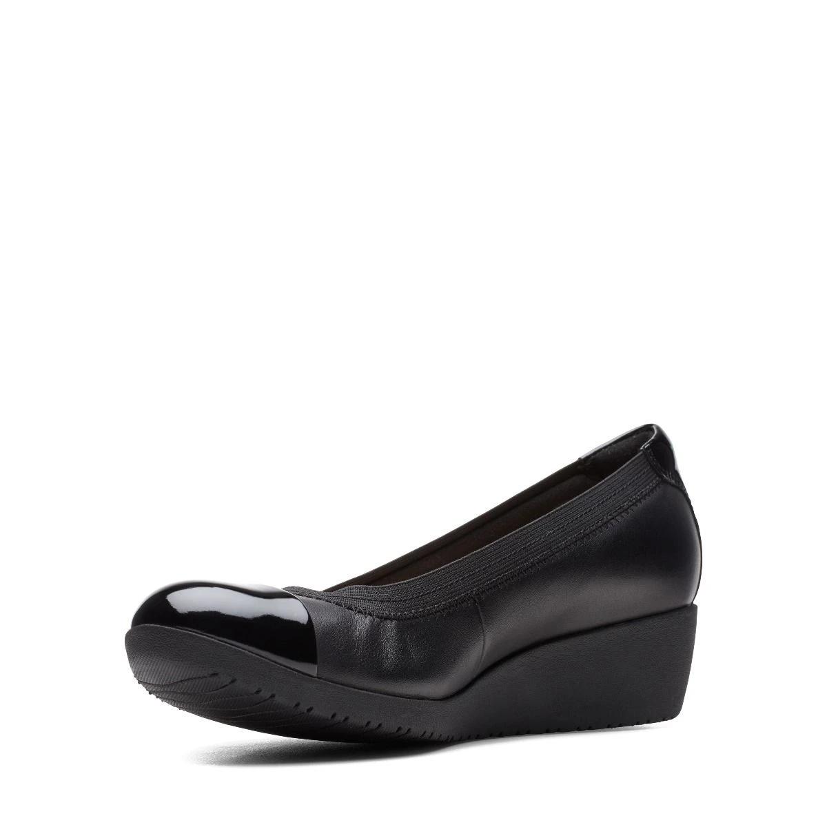 Clarks Elin Palm Black Leather Wedge Heel 3 Clarks Elin Palm Black Leather Wedge Heel