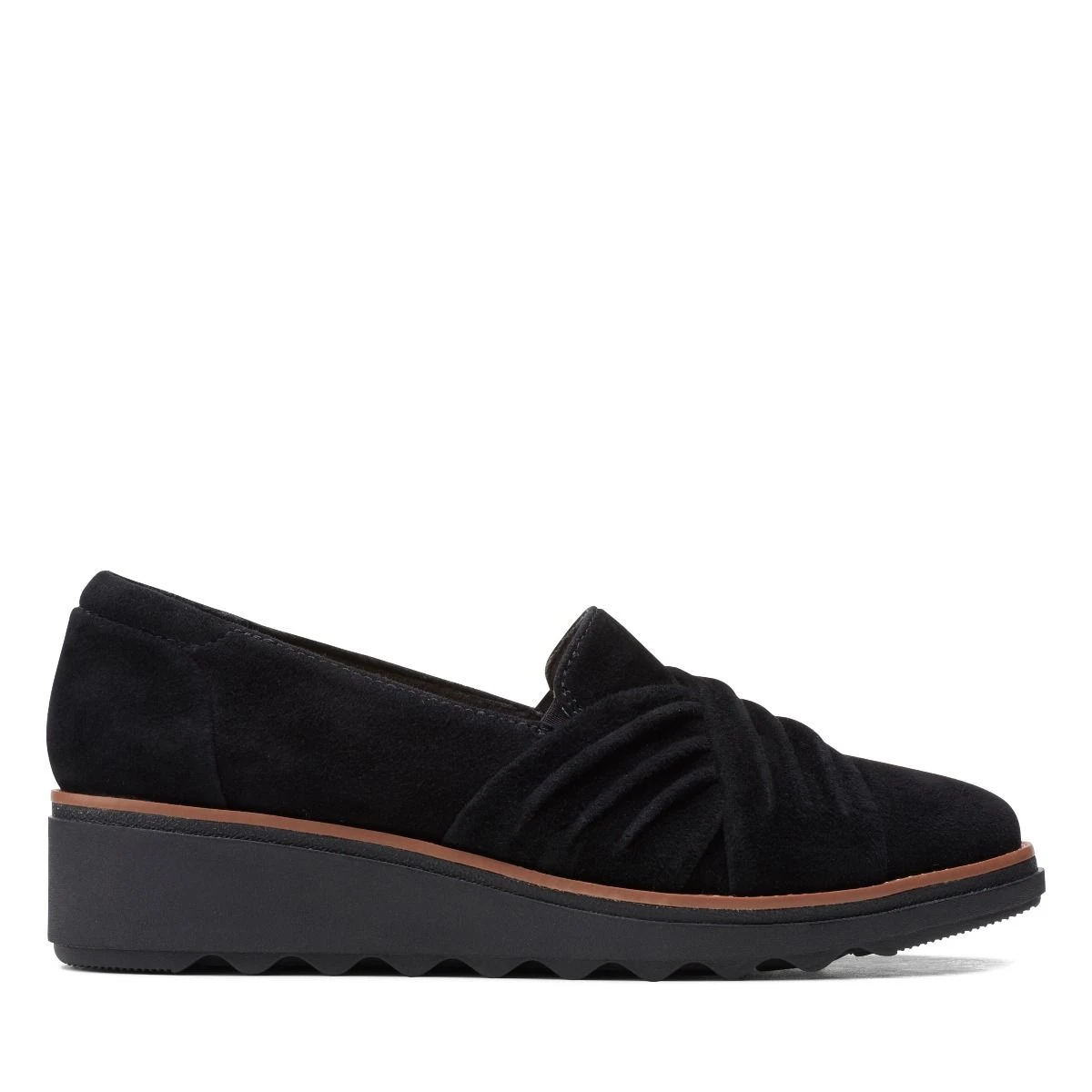 Clarks Sharon Villa Black Suede Wedge Loafer 4 Clarks Sharon Villa Black Suede Wedge Loafer - Image 2