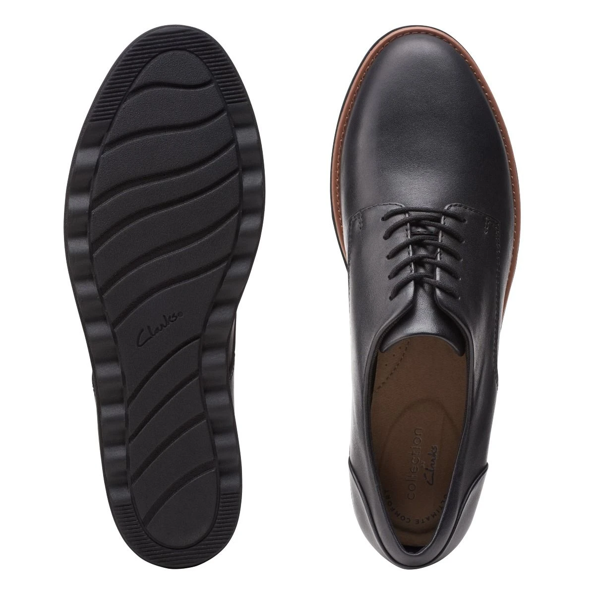 Clarks Sharon Noel Black Leather Lace-Up Wedge Oxford 6 Clarks Sharon Noel Black Leather Lace-Up Wedge Oxford - Image 4