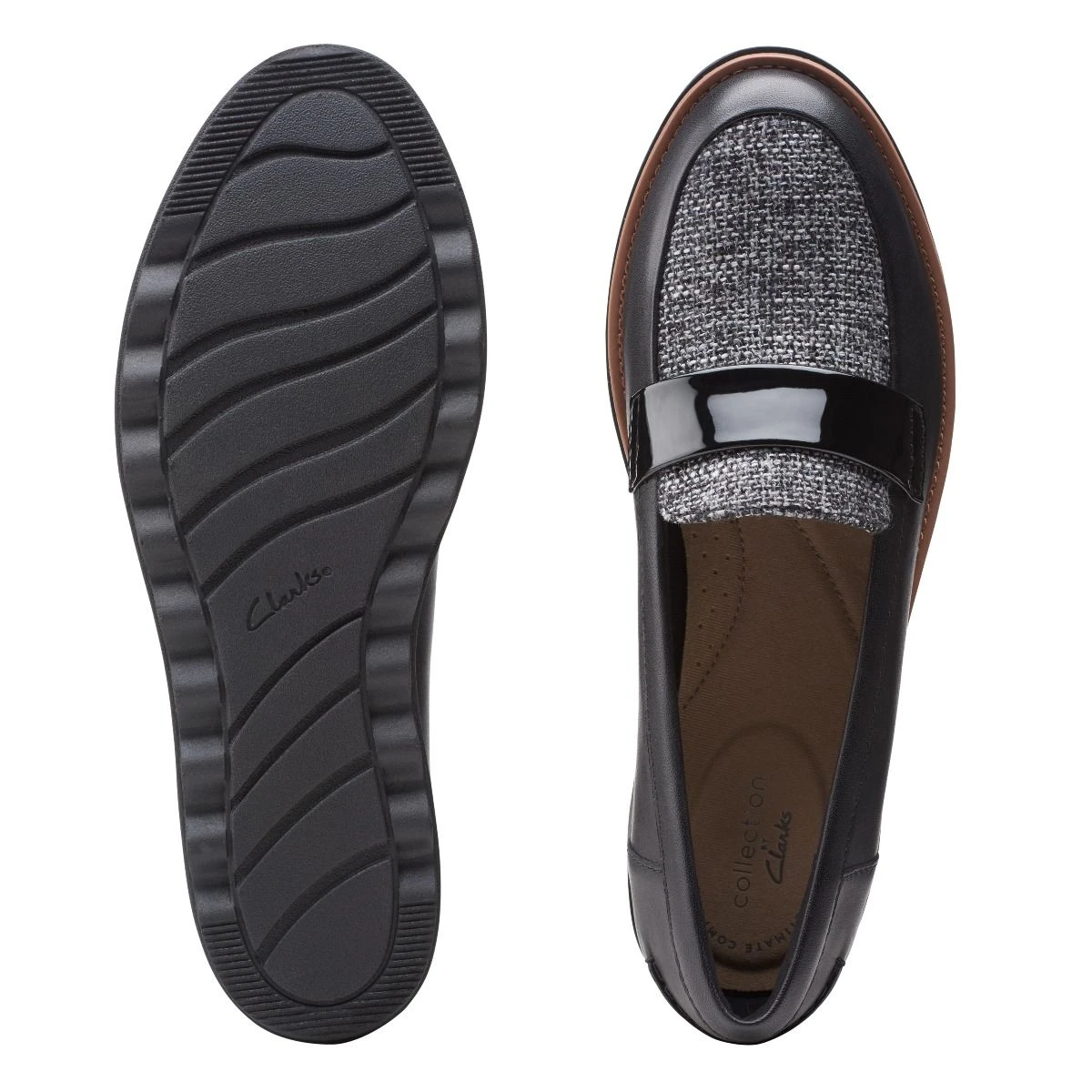 Clarks Sharon Gracie Black Tweed Wedge Loafer 7 Clarks Sharon Gracie Black Tweed Wedge Loafer - Image 5