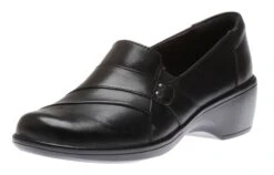 Clarks May Marigold Black Leather Slip-On Dress Loafer