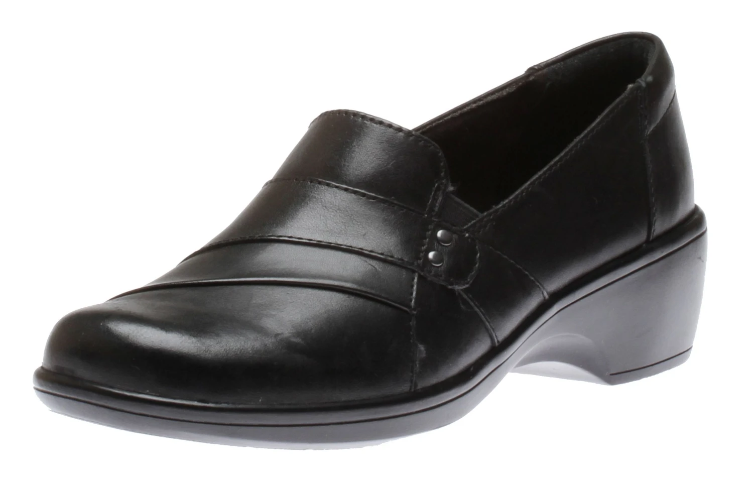 Clarks May Marigold Black Leather Slip-On Dress Loafer 3 Clarks May Marigold Black Leather Slip-On Dress Loafer