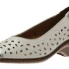 Rashida White Silver Perforated Leather Low Heel Pump 2 Rashida White Silver Perforated Leather Low Heel Pump -Wonders Shop JEN5117781