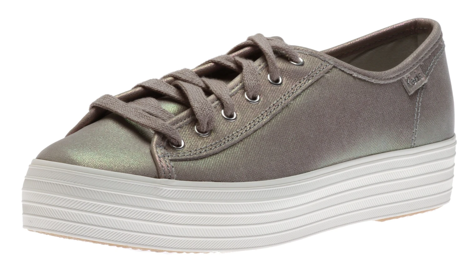 Keds Triple Kick Grey Iridescent Leather Lace-Up Platform Sneaker 6 Keds Triple Kick Grey Iridescent Leather Lace-Up Platform Sneaker - Image 4