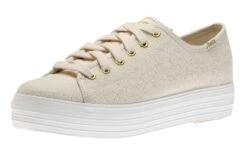 Keds Triple Kick Beige Lace-Up Platform Tennis Sneaker