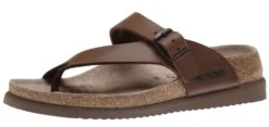 Mephisto Helen Plus Wide Width Brown Leather Thong Sandal