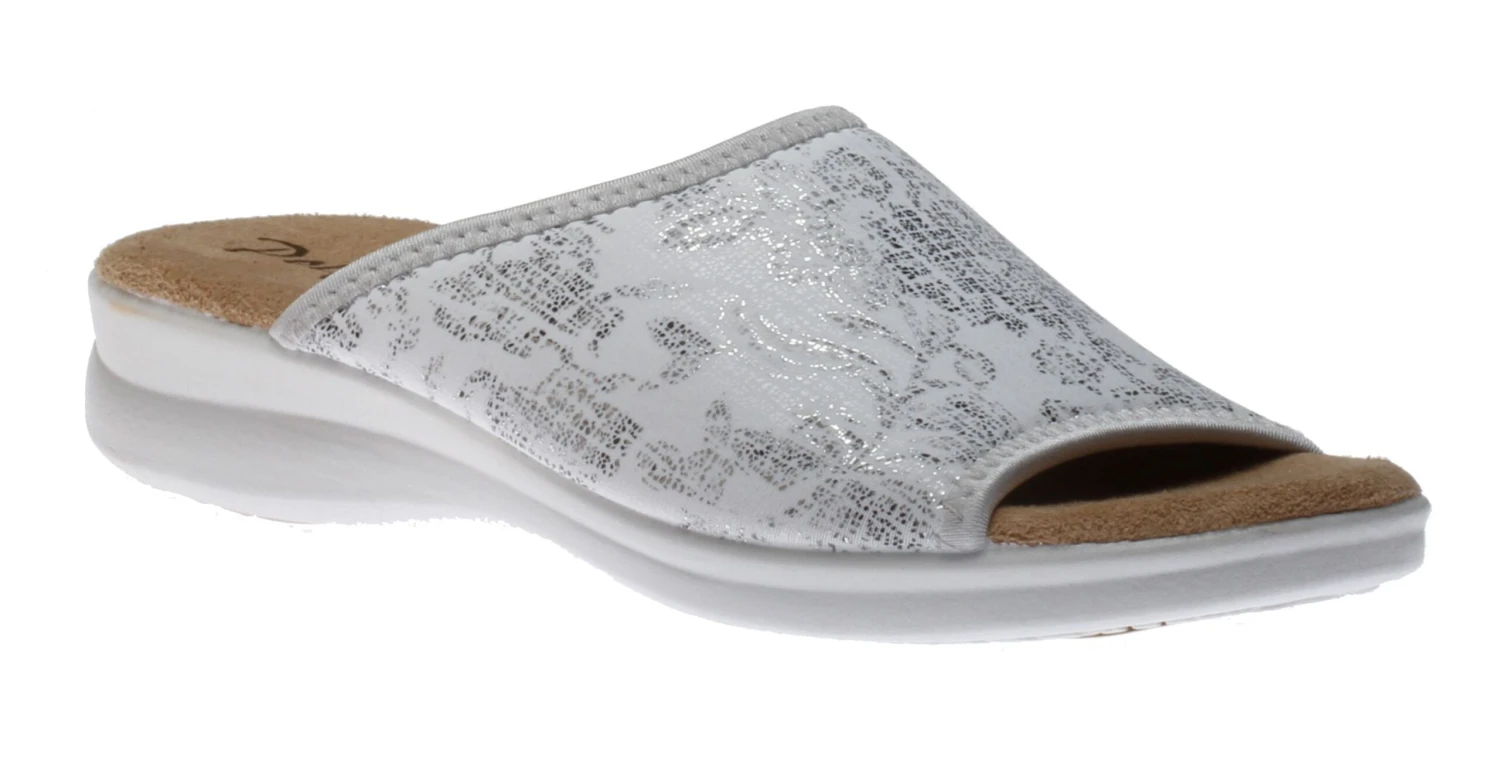 Ladies White Silver Slide Sandal 3 Ladies White Silver Slide Sandal