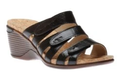 Calgary 01 Black Slide Wedge Sandal