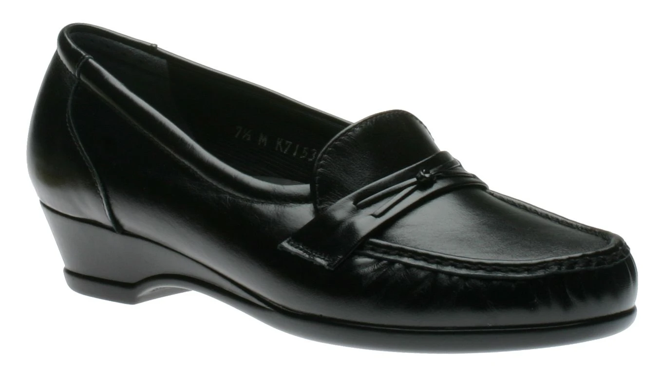 Easier Black Leather Slip On Wedge Loafer 3 Easier Black Leather Slip On Wedge Loafer