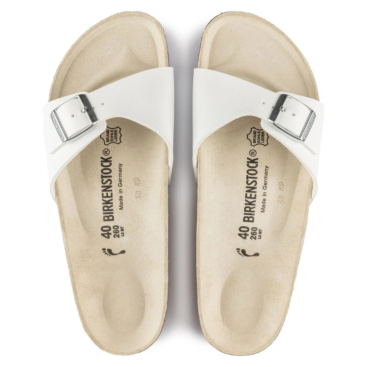 Birkenstock Madrid Birko-Flor White Slide Sandal 7 Birkenstock Madrid Birko-Flor White Slide Sandal - Image 5