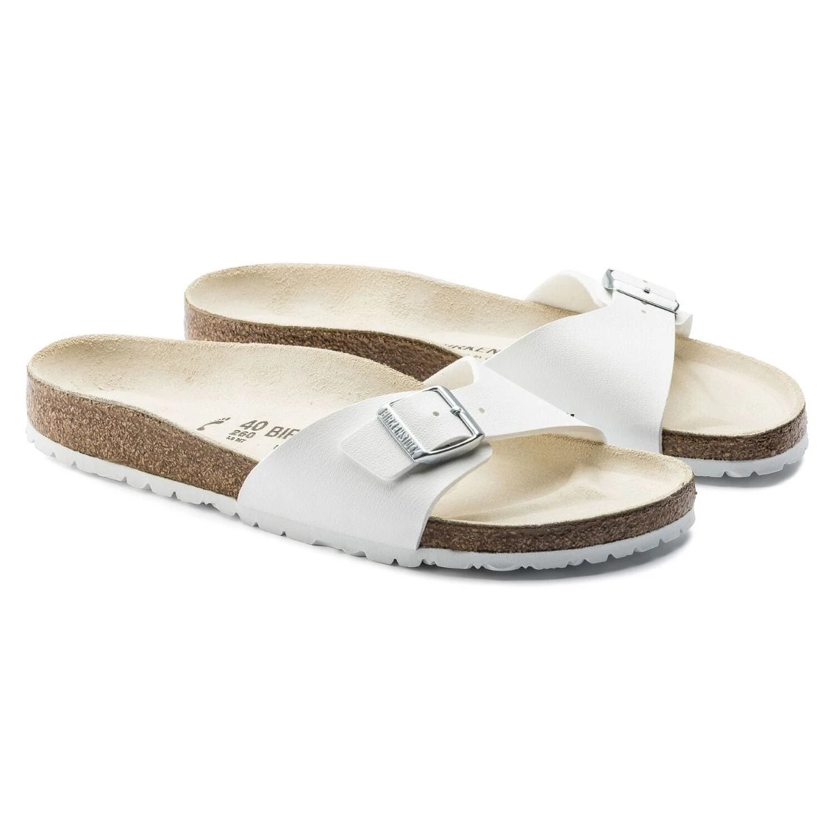 Birkenstock Madrid Birko-Flor White Slide Sandal 5 Birkenstock Madrid Birko-Flor White Slide Sandal - Image 3