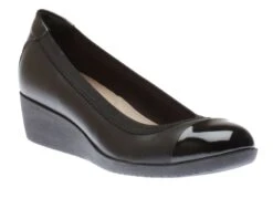 Clarks Elin Palm Black Leather Wedge Heel 13 Clarks Elin Palm Black Leather Wedge Heel -Wonders Shop claelinp01
