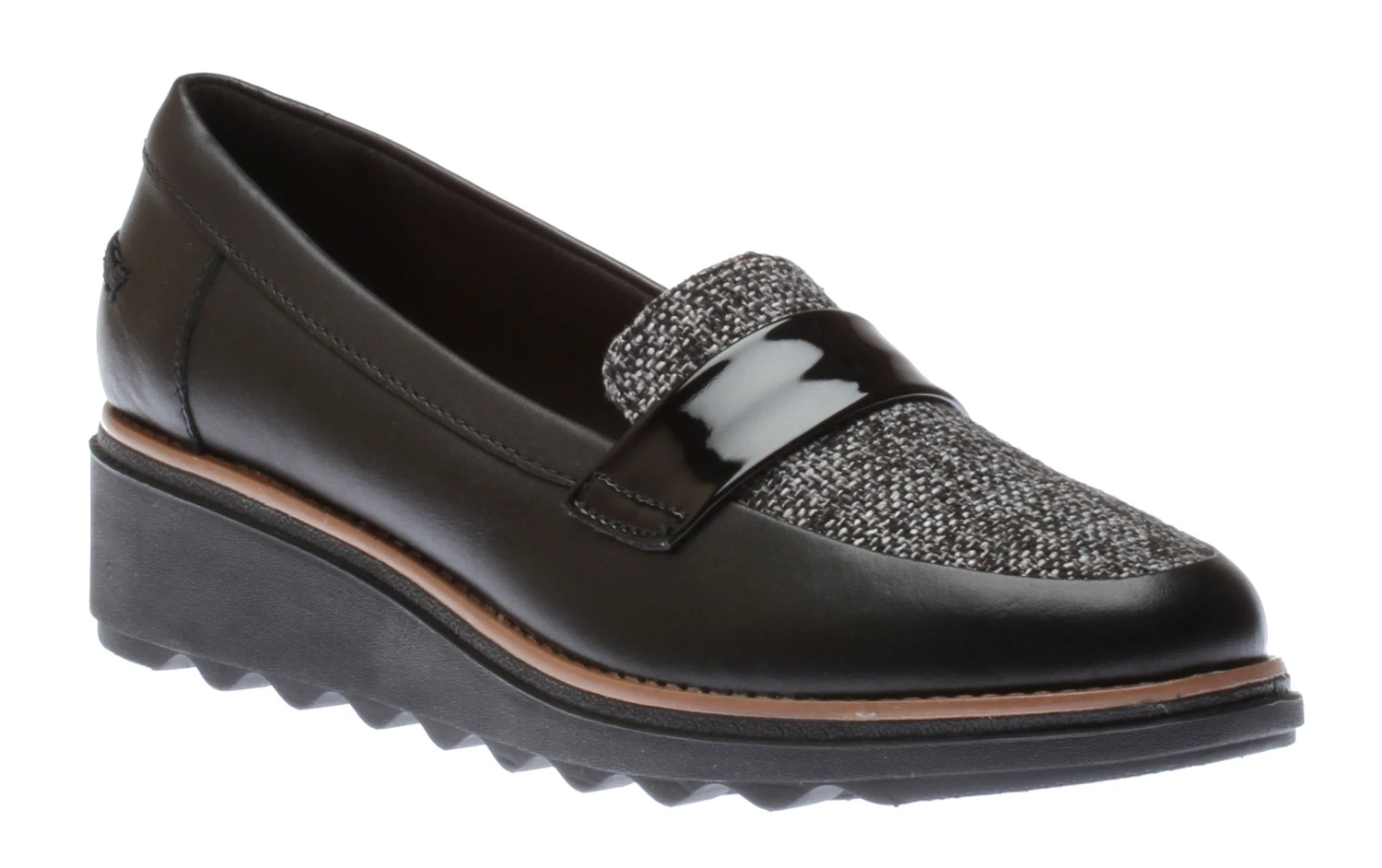 Clarks Sharon Gracie Black Tweed Wedge Loafer 8 Clarks Sharon Gracie Black Tweed Wedge Loafer - Image 6