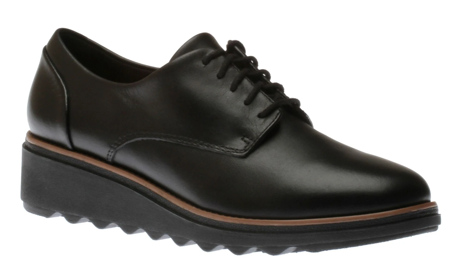 Clarks Sharon Noel Black Leather Lace-Up Wedge Oxford 7 Clarks Sharon Noel Black Leather Lace-Up Wedge Oxford - Image 5