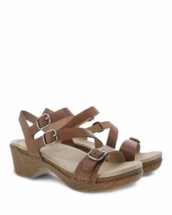Dansko Sacha Tan Brown Leather Sandal -Wonders Shop dansacha07c