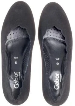 Gabor 02.211.47 Black Suede Leather Scalloped Block Heel -Wonders Shop gab32 211 47c