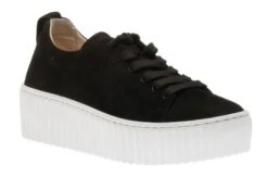 Gabor 93.201.17 Black Suede Platform Lace-Up Sneaker