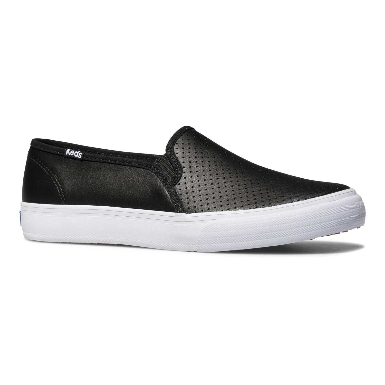 Keds Double Decker Black Perforated Leather Slip-On Sneaker 4 Keds Double Decker Black Perforated Leather Slip-On Sneaker - Image 2