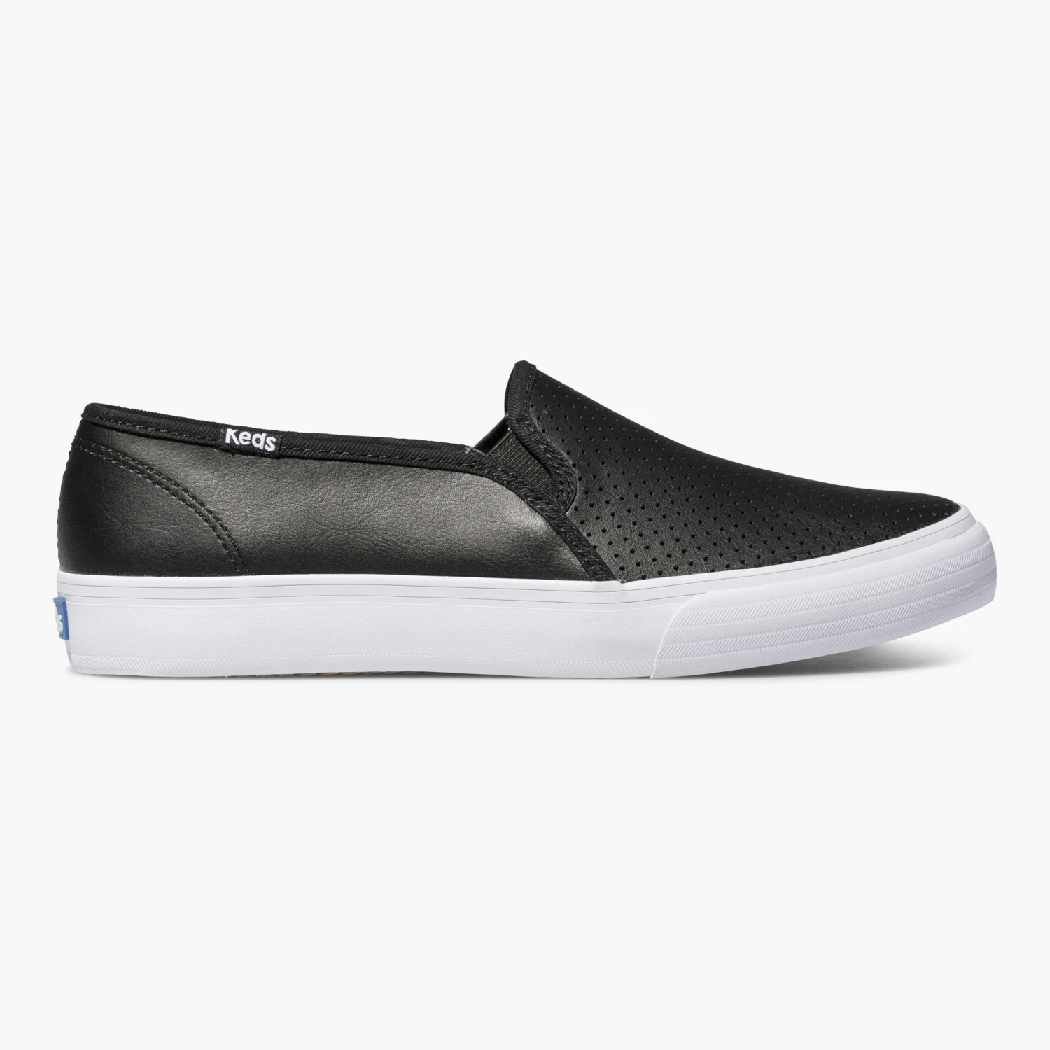 Keds Double Decker Black Perforated Leather Slip-On Sneaker 5 Keds Double Decker Black Perforated Leather Slip-On Sneaker - Image 3