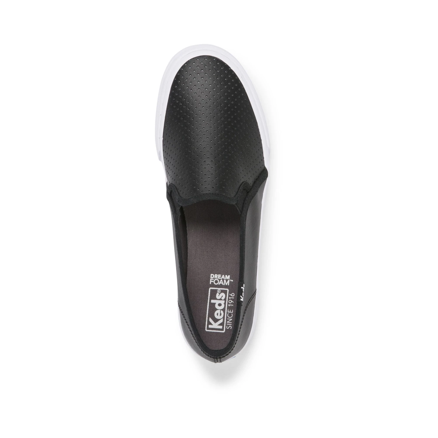 Keds Double Decker Black Perforated Leather Slip-On Sneaker 6 Keds Double Decker Black Perforated Leather Slip-On Sneaker - Image 4