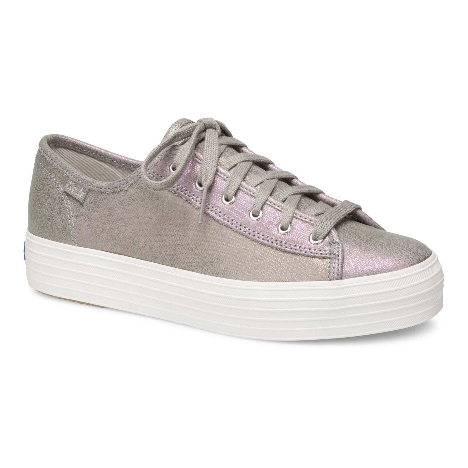 Keds Triple Kick Grey Iridescent Leather Lace-Up Platform Sneaker 3 Keds Triple Kick Grey Iridescent Leather Lace-Up Platform Sneaker