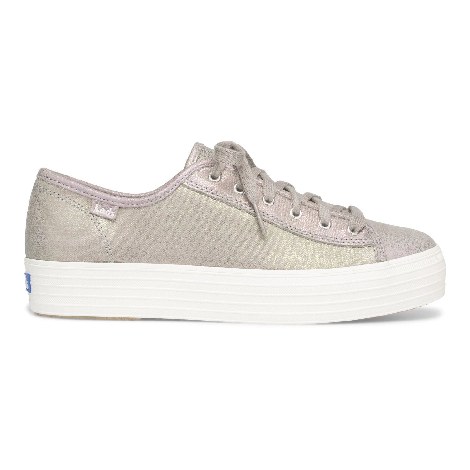 Keds Triple Kick Grey Iridescent Leather Lace-Up Platform Sneaker 4 Keds Triple Kick Grey Iridescent Leather Lace-Up Platform Sneaker - Image 2