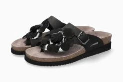 Mephisto Helen Flower Black Thong Sandal -Wonders Shop mephelenflowr01d