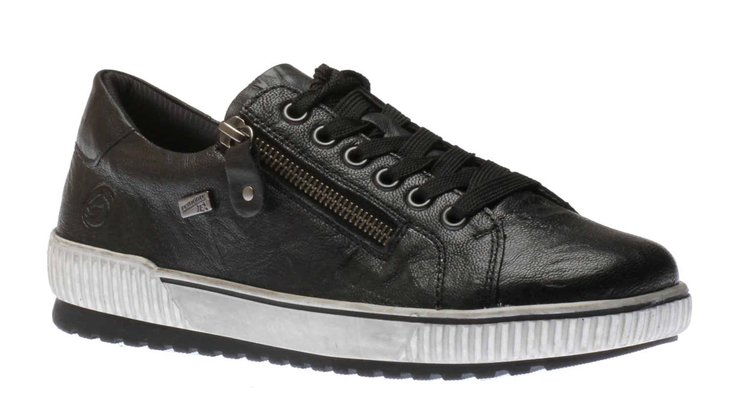Remonte Ottawa Black Leather Zipper Lace-Up Sneaker 3 Remonte Ottawa Black Leather Zipper Lace-Up Sneaker
