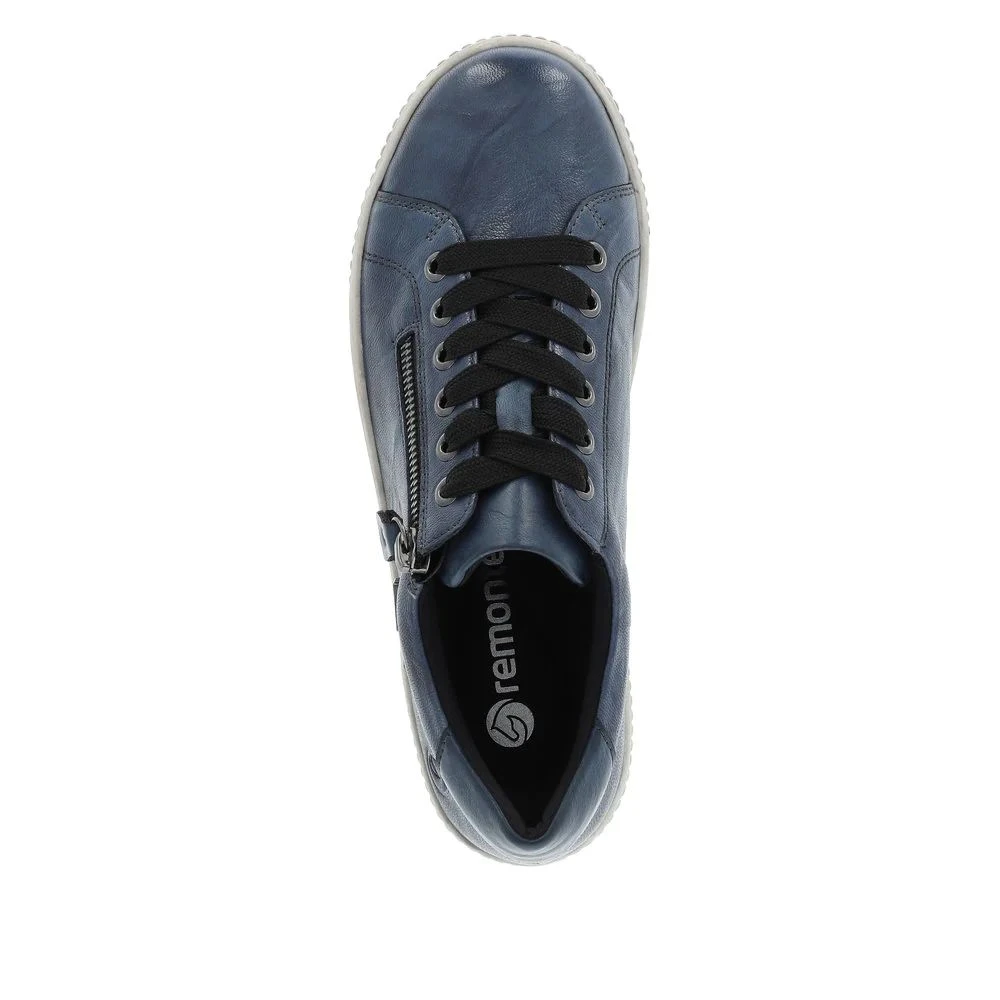 Remonte Ottawa Black Leather Zipper Lace-Up Sneaker 5 Remonte Ottawa Black Leather Zipper Lace-Up Sneaker - Image 3