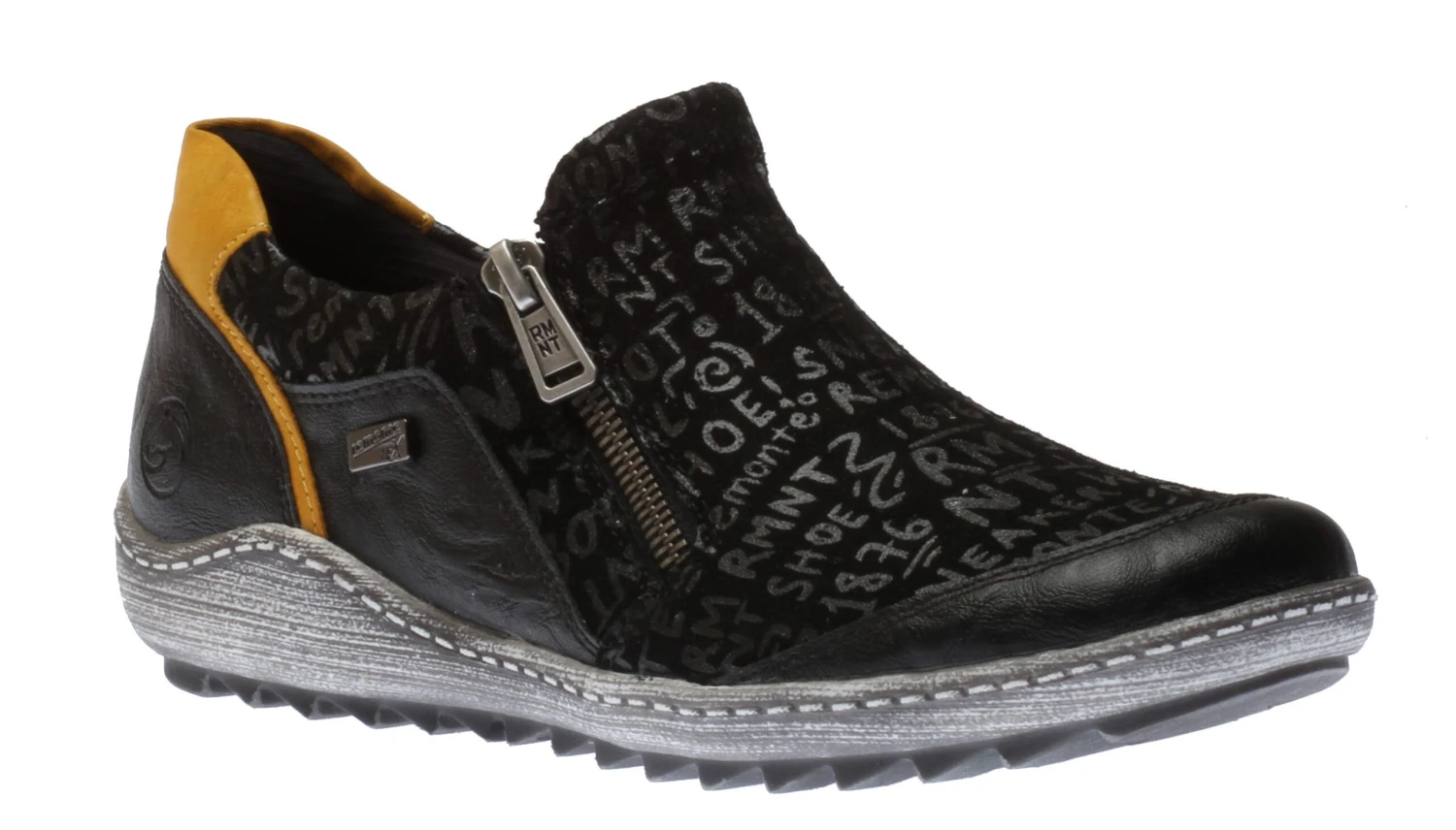 Remonte Gargano Black Yellow Print Zipper Sneaker 3 Remonte Gargano Black Yellow Print Zipper Sneaker