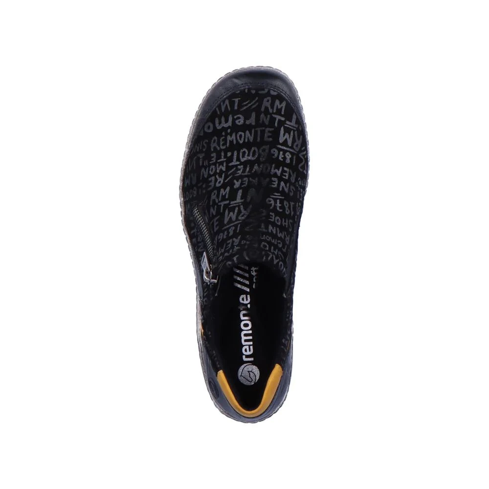Remonte Gargano Black Yellow Print Zipper Sneaker 6 Remonte Gargano Black Yellow Print Zipper Sneaker - Image 4