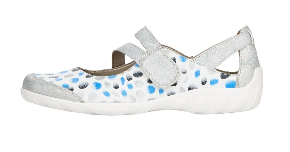 Remonte Space White Silver Blue Dot Cutout Mary Jane Flat Shoe 4 Remonte Space White Silver Blue Dot Cutout Mary Jane Flat Shoe - Image 2