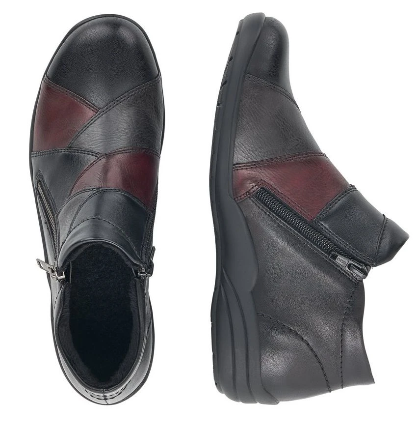 Remonte Cristallino Black Wine Leather Ankle Boot 4 Remonte Cristallino Black Wine Leather Ankle Boot - Image 2