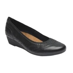Rockport Judson Black Perforated Leather Wedge Pump
