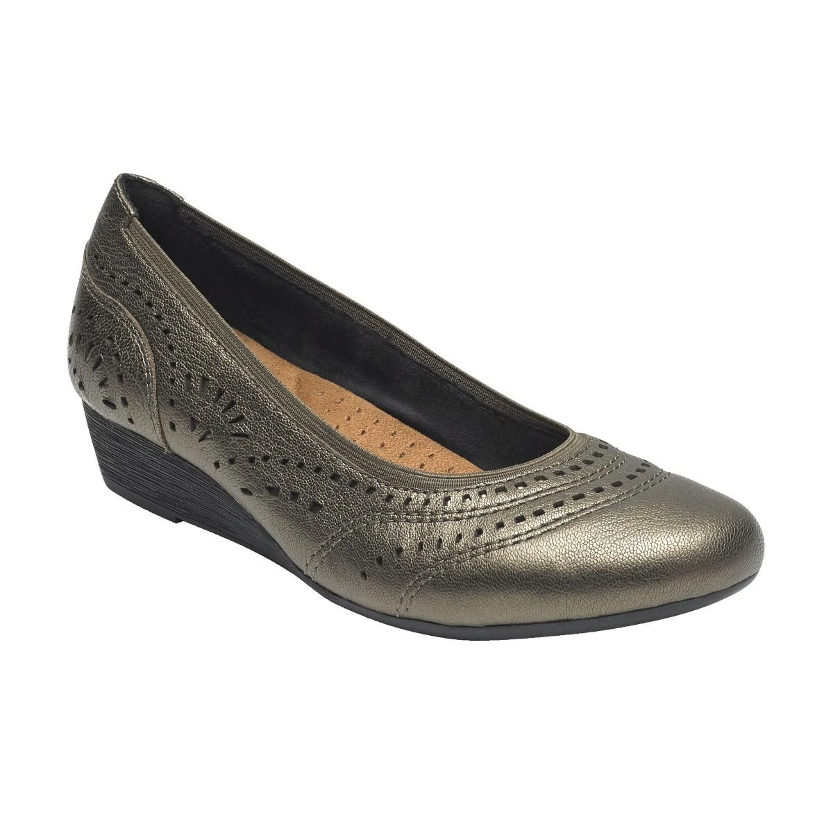 Rockport Judson Metallic Perforated Leather Wedge Pump 3 Rockport Judson Metallic Perforated Leather Wedge Pump