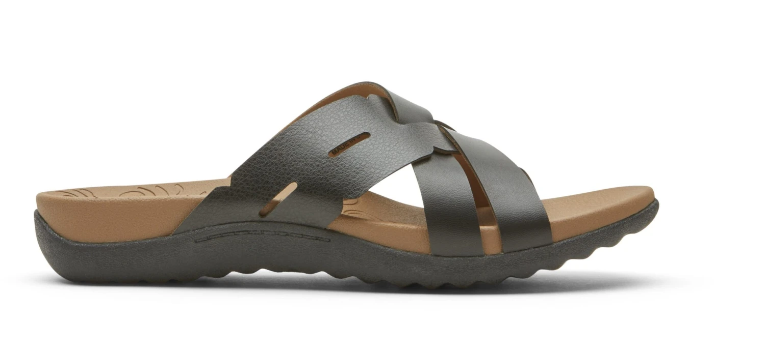 Rockport Ridge Woven Black Leather Slide Sandal 4 Rockport Ridge Woven Black Leather Slide Sandal - Image 2