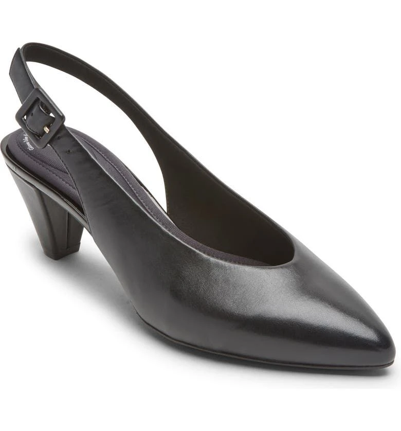 Rockport Saleya Black Leather Dress Slingback Pump 3 Rockport Saleya Black Leather Dress Slingback Pump