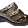 Ibiza 66 Anthracite Metallic Leather Slide Sandal -Wonders Shop rom16066 49700