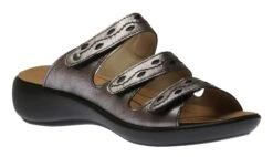 Ibiza 66 Anthracite Metallic Leather Slide Sandal