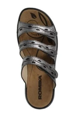 Ibiza 66 Anthracite Metallic Leather Slide Sandal -Wonders Shop rom16066 49700c