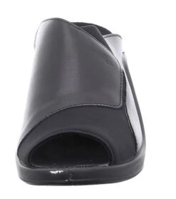 Mokassetta 244 Black Leather Slide Heel Sandal -Wonders Shop rom27044 35100b