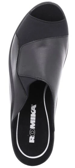 Mokassetta 244 Black Leather Slide Heel Sandal -Wonders Shop rom27044 35100c