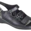 Quatro Black Leather Slingback Sandal 2 Quatro Black Leather Slingback Sandal -Wonders Shop sasquatro01