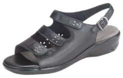 Quatro Black Leather Slingback Sandal 9 Quatro Black Leather Slingback Sandal -Wonders Shop sasquatro01c