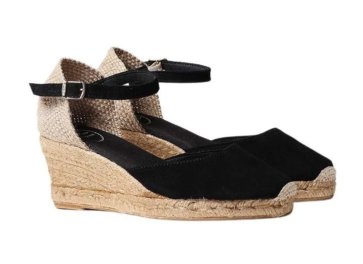 Toni Pons Lloret Black Suede Espadrille Wedge Sandal 4 Toni Pons Lloret Black Suede Espadrille Wedge Sandal - Image 2