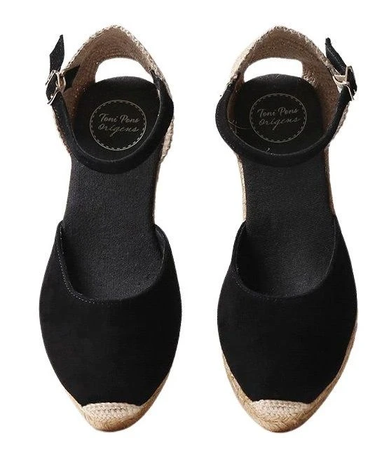 Toni Pons Lloret Black Suede Espadrille Wedge Sandal 5 Toni Pons Lloret Black Suede Espadrille Wedge Sandal - Image 3